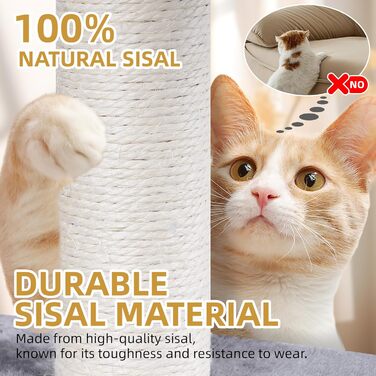 Кігтеточка для котів TWDEPART з ігровим центром, 95 см, сіра