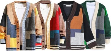 Чоловічий в'язаний кардиган Gurunvani з довгими рукавами та ґудзиками (M, Ks06green)