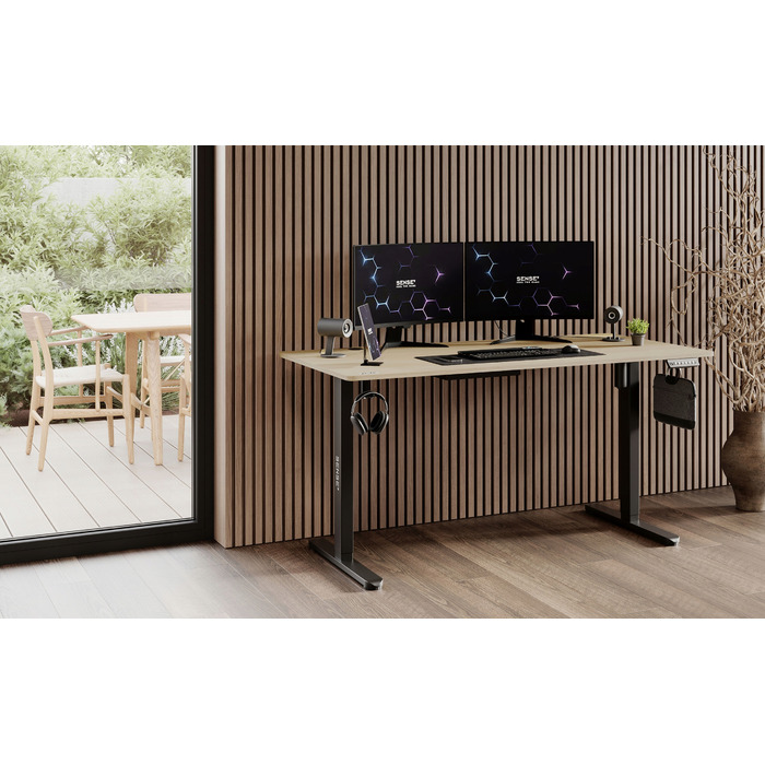 Електричний регульований стіл Sense7 Nojo, 140 x 70 x 118 см, чорний/сосна