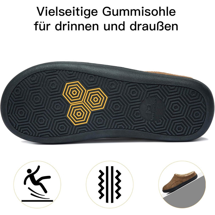 Чоловічі домашні тапочки з меморі-піною, теплі зимові тапочки, з підкладкою, сліпони з неслизькою гумовою підошвою, для дому та вулиці, 49/50 EU, Коричневі