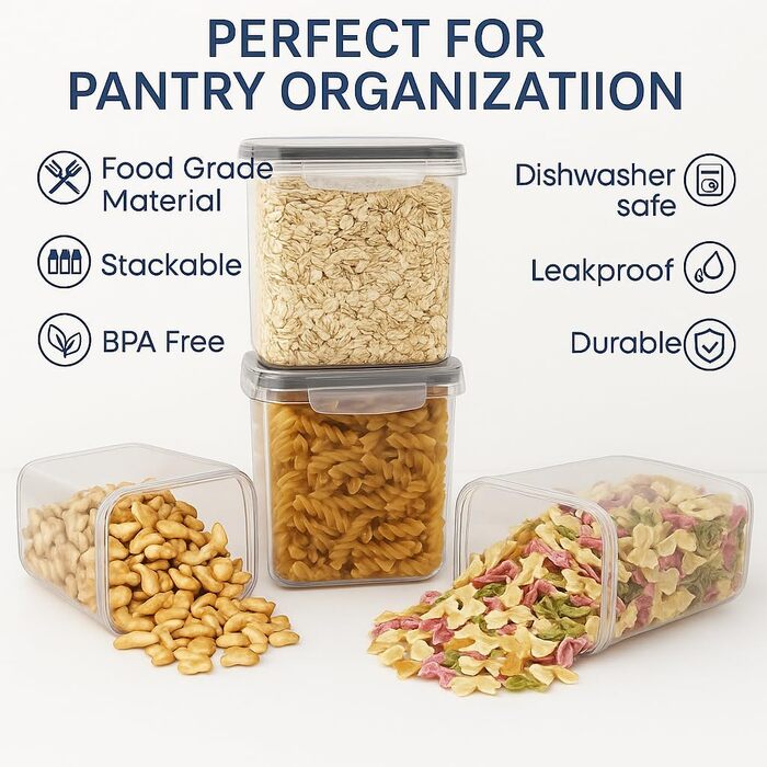 Набір контейнерів для зберігання продуктів з кришкою, 24 шт. BPA-free, великі кухонні контейнери, органайзер для борошна, цукру, круп, з ручкою та етикетками