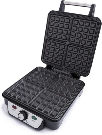 Adler Camry 4-Waffle Maker - 1500W Power, Adjustable Temperature, Black & Silver