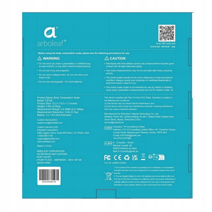 Аналітичні електронні ваги для ванної з Bluetooth, підтримкою додатка та 8 електродами