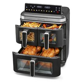 Фритюрниця електрична Gourmetmaxx FryUp3 з 3 камерами 17л, Airfryer з сенсорним дисплеєм, 12 програм, вікном огляду – для 12 осіб