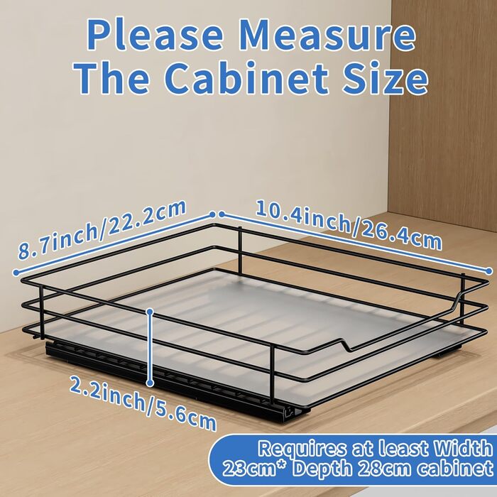 Висувна полиця для спецій у шафу, 2 яруси, регульована висота, чорний колір, органайзер для спецій, органайзер для кухні (22.2 x 26.4 x 5.6 см)