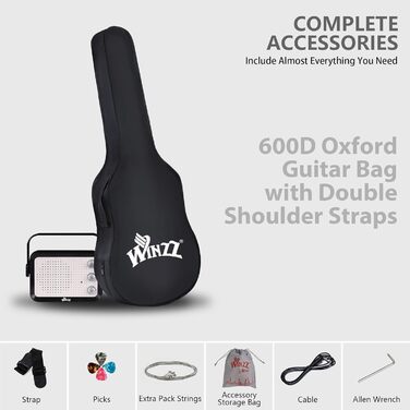 Електрогітара WINZZ EGM100 30 дюймів для дітей, набір для початківців, праворукі, колірний градієнт рожевий