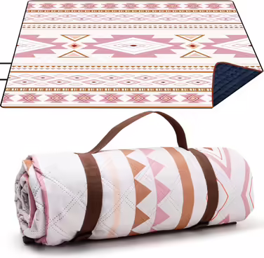 Пікнік-ковдра LARUTAN Boho 200x200 см, водонепроникна, антипісочна, складна, зелена, для пляжу, кемпінгу, подорожей, барбекю