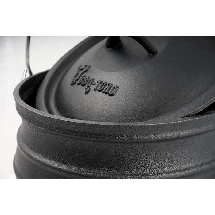 Чавунний казан BBQ-Toro Potjie №1, 3 л з ніжками для відкритого вогню, південноафриканський Dutch Oven, жаростійкий казан для м'яса з кришкою