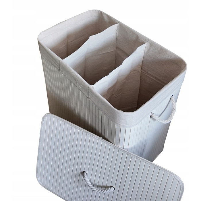 Великий бамбуковий кошик з кришкою для білизни та іграшок, 150 л