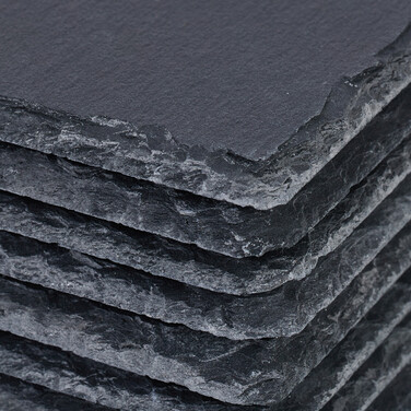 Relaxdays 12-Piece Slate Coasters, 10x10 cm