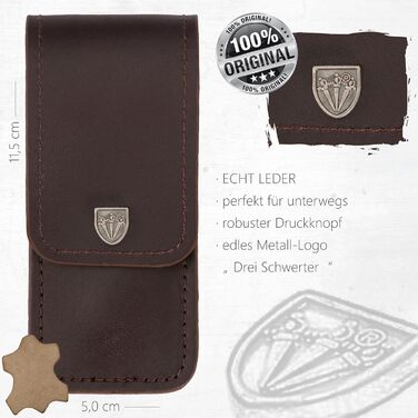 Набір для манікюру та педикюру 'Modena' від DREI SCHWERTER | 4 предмети в шкіряному футлярі, Німеччина. Вміст: ножиці для нігтів, пінцет, напільник з сапфіру, ремувер для кутикули (колір: коричневий)