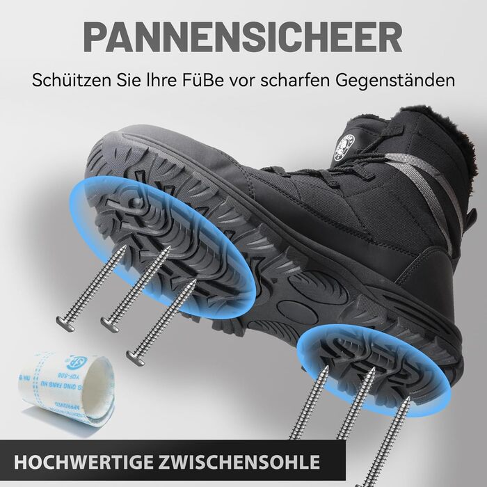 Зимові робочі черевики ANGRYRAM: тепла та безпечна модель для жінок та чоловіків (44 EU, чорний)