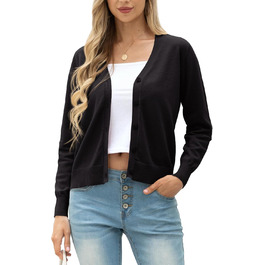 Кардиган жіночий Grecerelle, елегантний, легкий, з V-подібним вирізом, на ґудзиках, чорний, розмір XL
