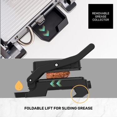 Taurus Electric Contact Grill GR1500X | 1500W | Non-Stick Plates | Adjustable Thermostat | Square Grill Plates