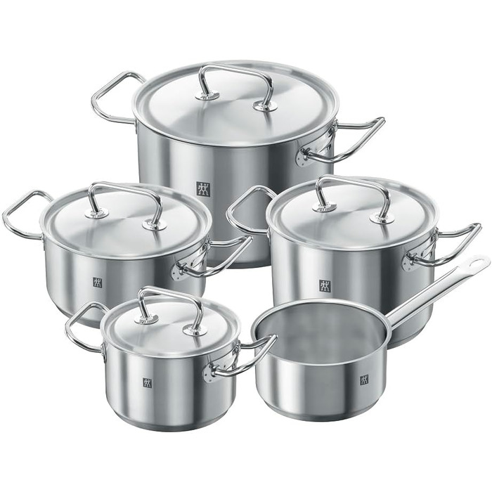 Набір каструль Zwilling Twin Classic з нержавіючої сталі, 5 предметів, індукційні, з 4 кришками