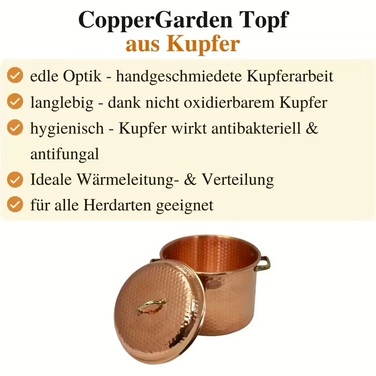 Copper Garden 8 L Copper Pot with Lid