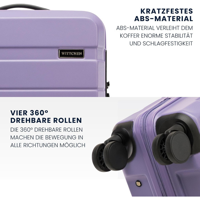 Набір валізWITTCHEN COMODO Line: 3 шт. ABS, телескопічна ручка, TSA-замок, 4 колеса (фіолетовий)