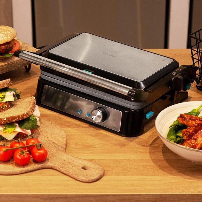 Електричний гриль Cecotec Rock'n Grill 1500 Take&Clean Stone. 1500 Вт, покриття RockStone, знімні та миючі пластини, 180° відкриття, плаваюча верхня пластина