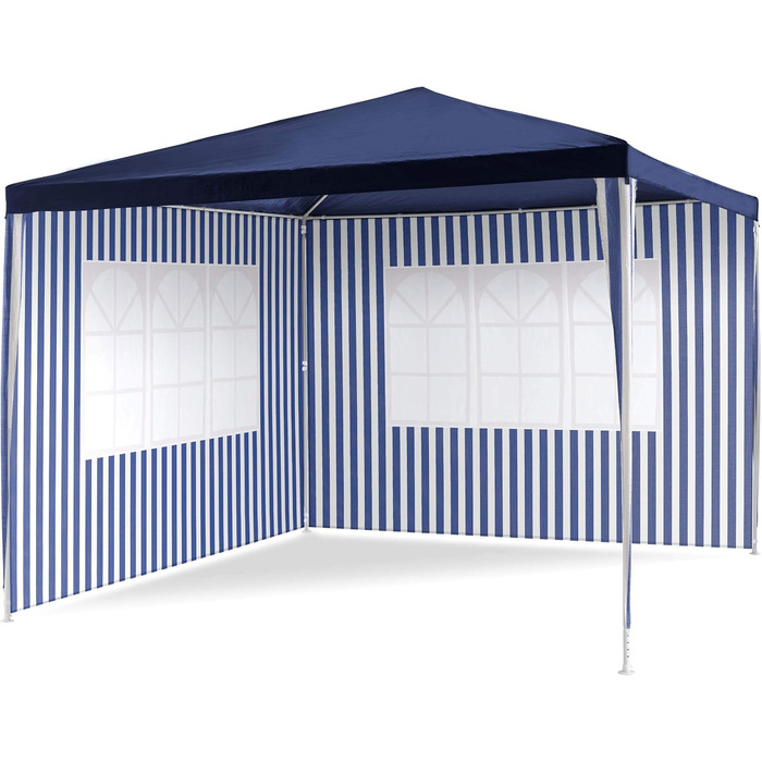 PE Pavilion Party Tent with 2 Side Panels for Garden, Terrace, Market, Camping, Festival as Shelter and Tarp, Waterproof 3 x 3 m blue