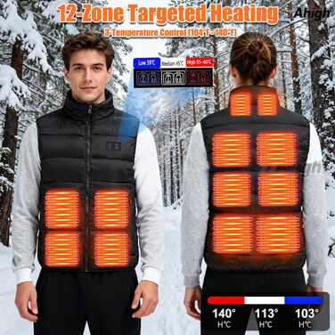Тепла жилетка з підігрівом для чоловіків та жінок з Powerbank, 12 зон нагріву, 3 температурні режими, 20000mAh, 3XL