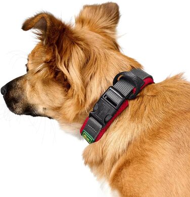 Нашийник для собак HUNTER Maldon, червоний, розмір M: дихаюча сітка, міцний нейлон, безшумний, гіпоалергенний, з поглиначем ривків, адресником, легкий