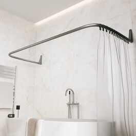Штанга для душу Ericha L-подібної та U-подібної форми - 4-в-1 для ванни/душу - сталева з порошковим покриттям (сірий глянцевий)