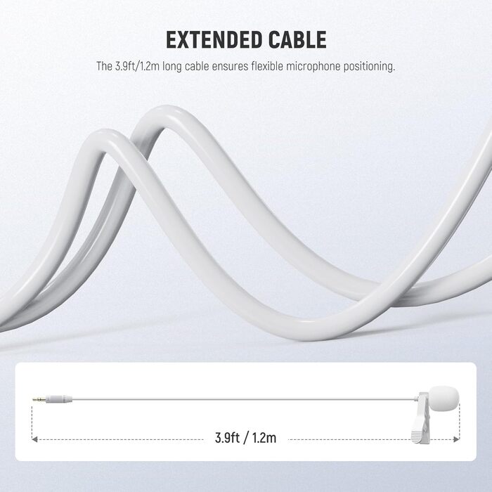 NEEWER Мініатюрний USB-C Лавалерний Мікрофон 2 шт. для iPhone 16 15 Pro Max, Android, Телефонів, Планшетів, ПК. Однонаправлений конденсаторний мікрофон з кабелем 2м (CM5(2 шт. білий) з 3,5 мм TRS роз'ємом)