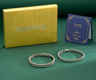 Чоловічі браслети XIANNVXI: набір з двох браслетів з нержавіючої сталі (срібло, золото, чорний). Браслети-панцер для чоловіків, 8 мм, довжина 19/21/23 см. Чудовий подарунок для чоловіків.