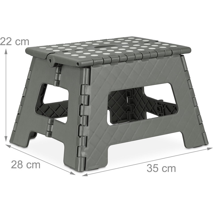 Складний табурет Relaxdays: кемпінговий, дитячий, до 150 кг, пластик, сірий/білий