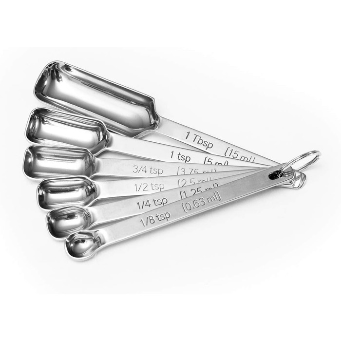 Measuring cup and spoon set – 13-piece, stainless steel, metal, durable, stackable, compact, easy to scoop