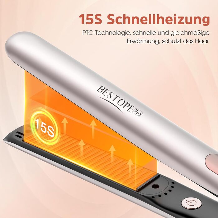 BESTOPE PRO 2-в-1: випрямляч та плойка для волосся, швидкий нагрів 15с, іонізація, керамічне покриття, зменшує пухнастість, 3D-плавальні пластини, LCD-дисплей, 120-230°C, сріблясто-сірий