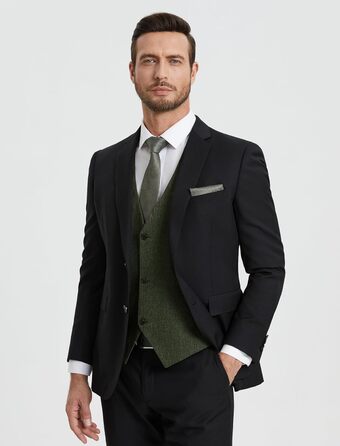 Жилет чоловічий HISDERN для весілля та офіційних заходів, Slim Fit, класичний дизайн, однотонний, з 3 кишенями, XL (Оливковий)