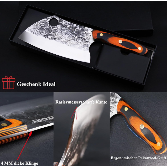 Турецьке м'ясницьке ніж Kitory 18 см: для м'яса та кісток, з ергономічною ручкою Pakkawood, модель HS09DE