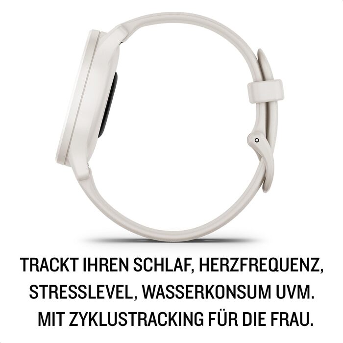 Garmin vívomove Sport - Розумний годинник з аналоговими стрілками та сенсорним дисплеєм. Функції спорту та здоров'я, сповіщення зі смартфона та до 5 днів роботи від акумулятора. Колір: слонова кістка