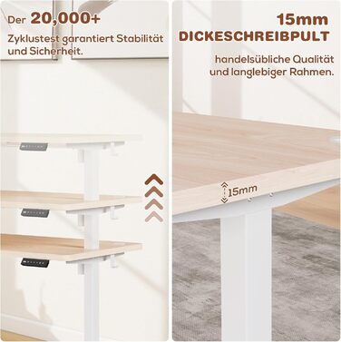 Devoko Electric Standing Desk with Memory - 160x60cm Beige