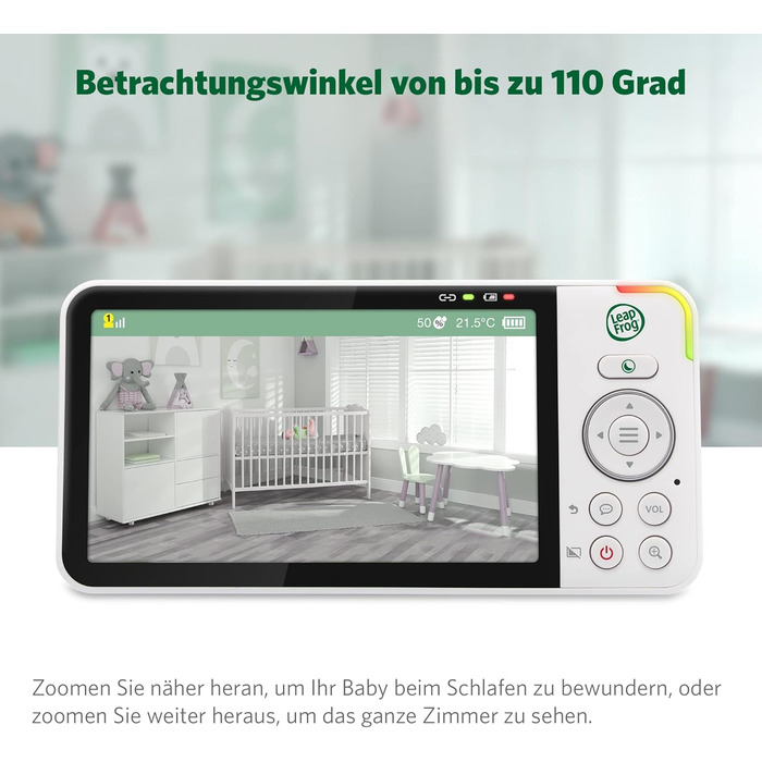 Відеоняня LeapFrog LF2513 без Wi-Fi з IPS екраном 2.8 дюйма, поворотна, з нічним баченням, датчиком температури, радіусом дії 300 метрів та тривалістю роботи батареї 12 годин