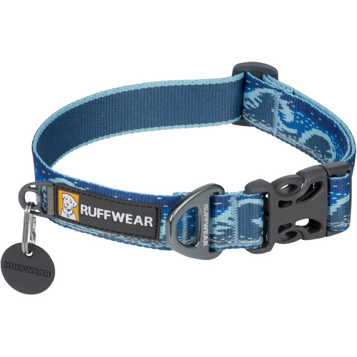 Нашийник для собак RUFFWEAR Crag, середній, з алюмінієвим кільцем V, регульований, 36-51 см, колір Midnight Wave