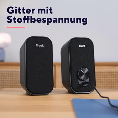 Комп'ютерні колонки Trust Orada USB 2.0, 12W, Чорні. Комплект з навушниками та AUX 3.5mm