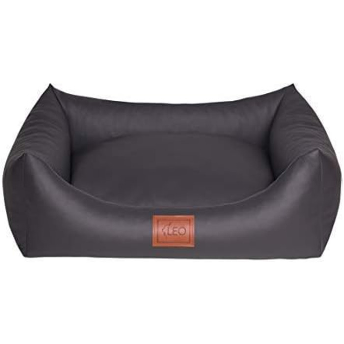 Софа для собак Leo4dog Natalie: штучна шкіра, подушка, 4 розміри (100x80 см, графіт)