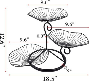 Багатоярусна корзина для фруктів та овочів CUKE2BEET, 3 рівні, чорна