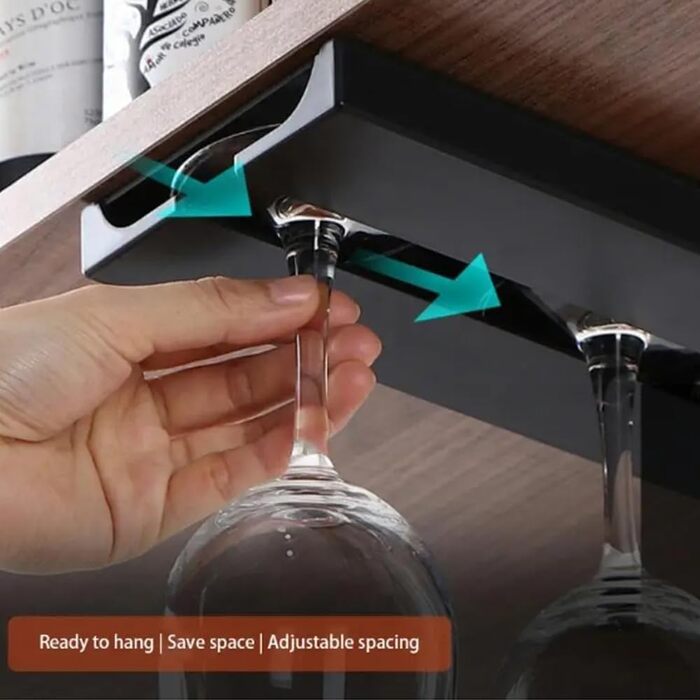 Тримачі для келихів вина Anicy (2 шт.) - підвісні, настінні, для кухні, бару, ресторану (чорний)