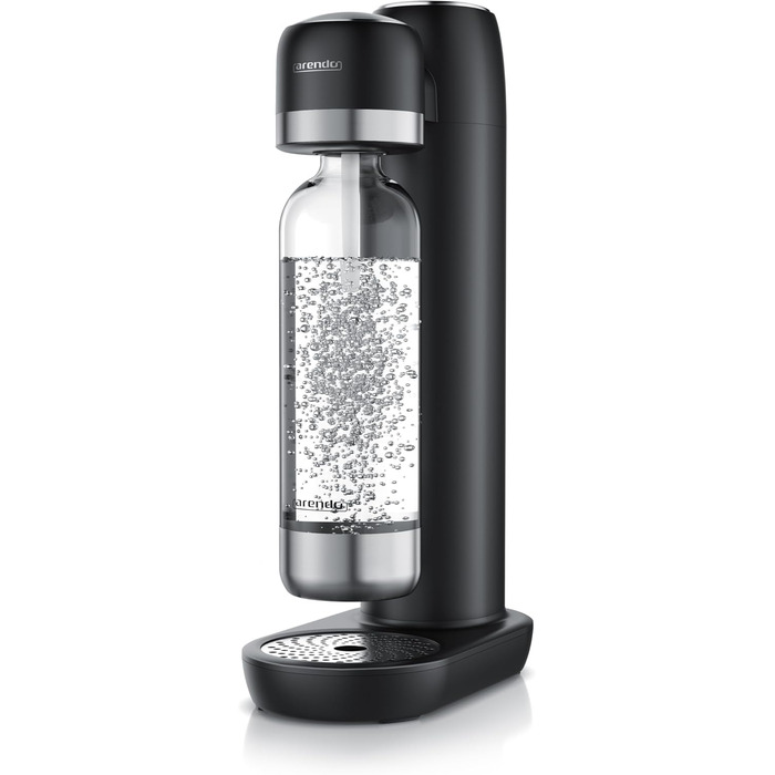 Arendo Soda Maker: Газова вода вдома - содовий напій, пляшка 1000 мл, BPA free, сумісний з CO2 балонами 60 л, чорний