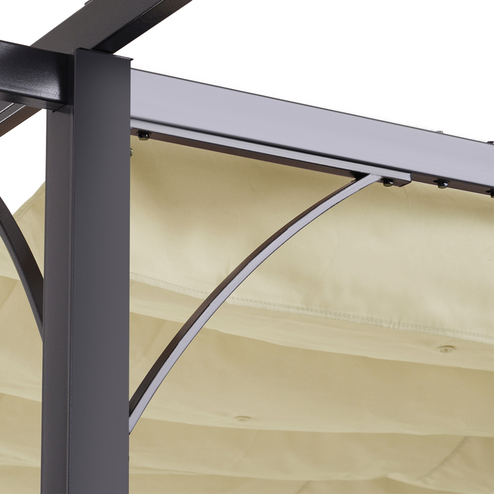Outsunny Pergola Gazebo 3 x 3 m Waterproof with Sliding Roof and UV Protection for Garden and Patio, Aluminum Beige
