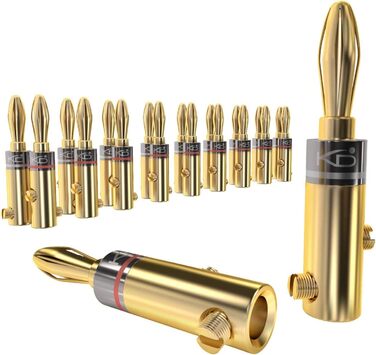 Кабель-банани KabelDirekt (10 пар) – для акустичних кабелів до 6 мм², позолочені, гвинтове з'єднання