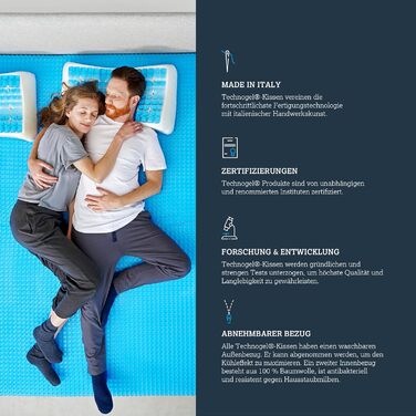 Technogel New Generation Original Deluxe Orthopedic Neck Support Pillow Antibacterial, Cervical Gel Pillow for Back & Side Sleepers incl. Pillowcase