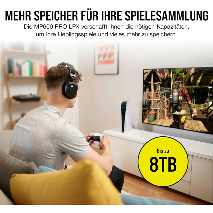 SSD Corsair MP600 PRO LPX 4TB M.2 NVMe PCIe Gen4 для PS5 (7100 МБ/с, 6800 МБ/с, компактний форм-фактор)