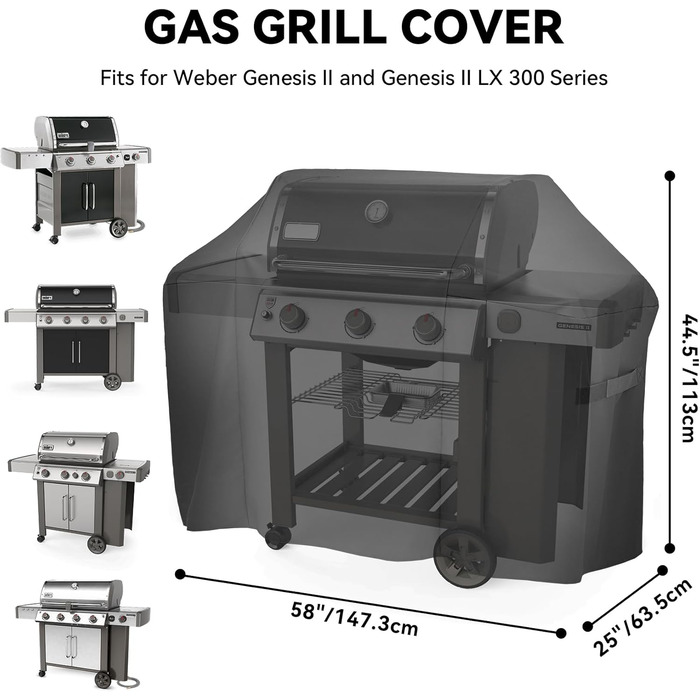 Чохол для гриля Onlyfire для Weber Genesis II 300, водонепроникний, захист від вигорання