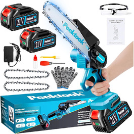 Акумуляторна міні-пила для саду: 6-дюймова пила з двигуном 1000W та акумуляторами 4000mAh, 2 ланцюги, захист від випадкового ввімкнення