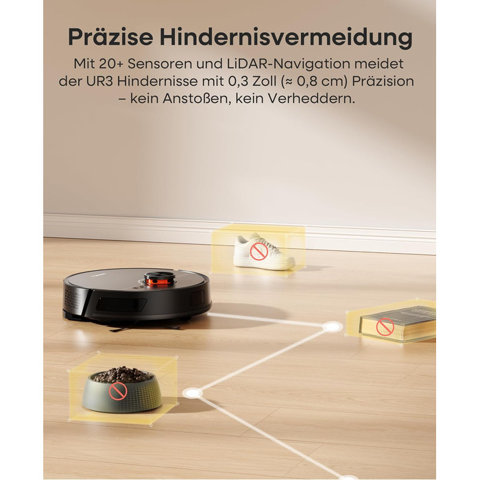 Робот-пилосос з функцією миття 7000Pa, з базою самостійної очистки 3.5L, час роботи 180 хв, LiDAR навігація, для прибирання шерсті тварин, килимів та твердих підлог, керування через додаток, чорний