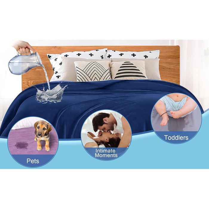 Водонепроникний плед для собак та котів, великий (XXL, 229x274 см), блакитний/темно-зелений